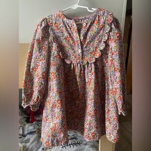 Mini Boden floral Scallop Corduroy Dress